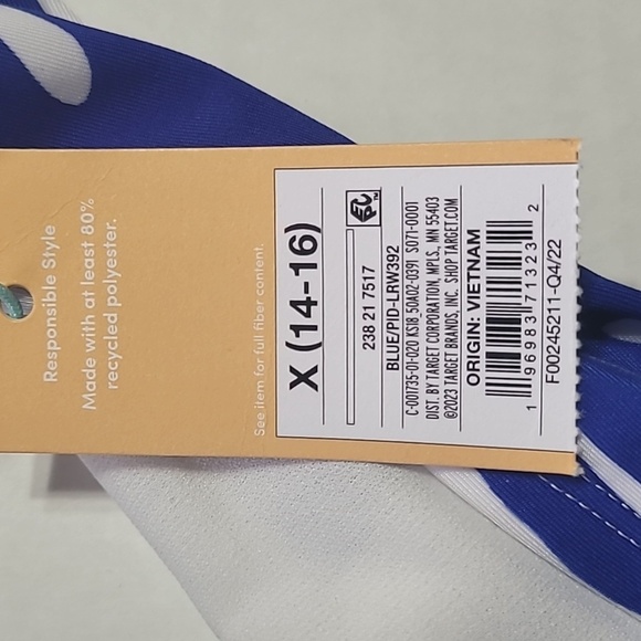 Kona Sol, NWT Womens Bikini Top and Bottom Swimsuit Blue/White Set - Picture 9 of 13